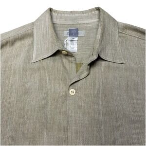 Zegna Sport Shirt L Mens L/S Button Up Pinwale Corduroy Taupe Green Old Money